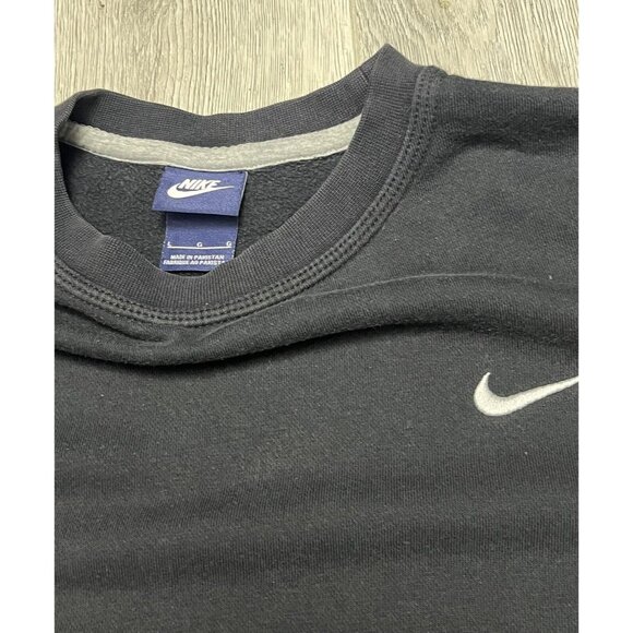 Classic Nike Sweatshirt Mens Large Black White Check Embroidered Sweater Y2K - Picture 3 of 5